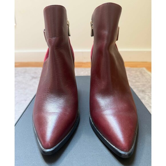 & Other Stories Oxblood Suede + Leather Booties – 90s Style with Silver Accents - Picture 4 of 15